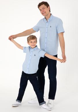 Erkek Açık Mavi Kısa Kollu Gömlek - 50306324027