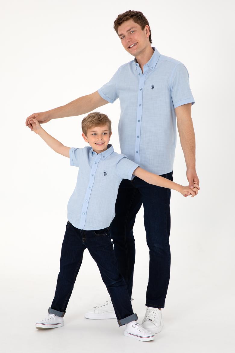 Erkek Açık Mavi Kısa Kollu Gömlek - 50306324027