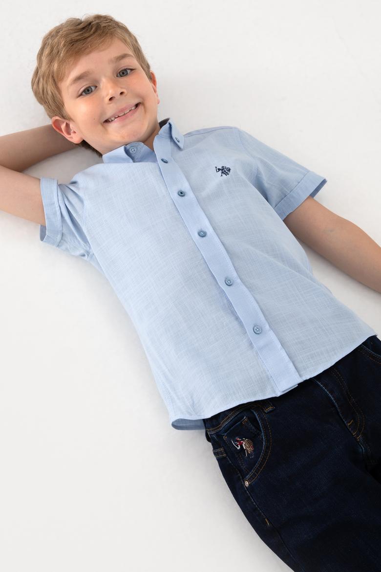 Erkek Çocuk Açık Mavi Kısa Kollu Gömlek - 50306567015