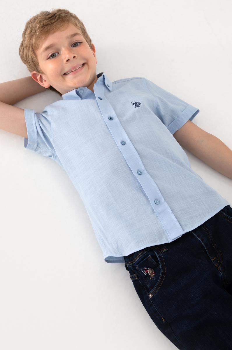 Erkek Çocuk Açık Mavi Kısa Kollu Gömlek