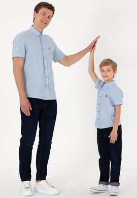 Erkek Çocuk Açık Mavi Kısa Kollu Gömlek - 50306567015