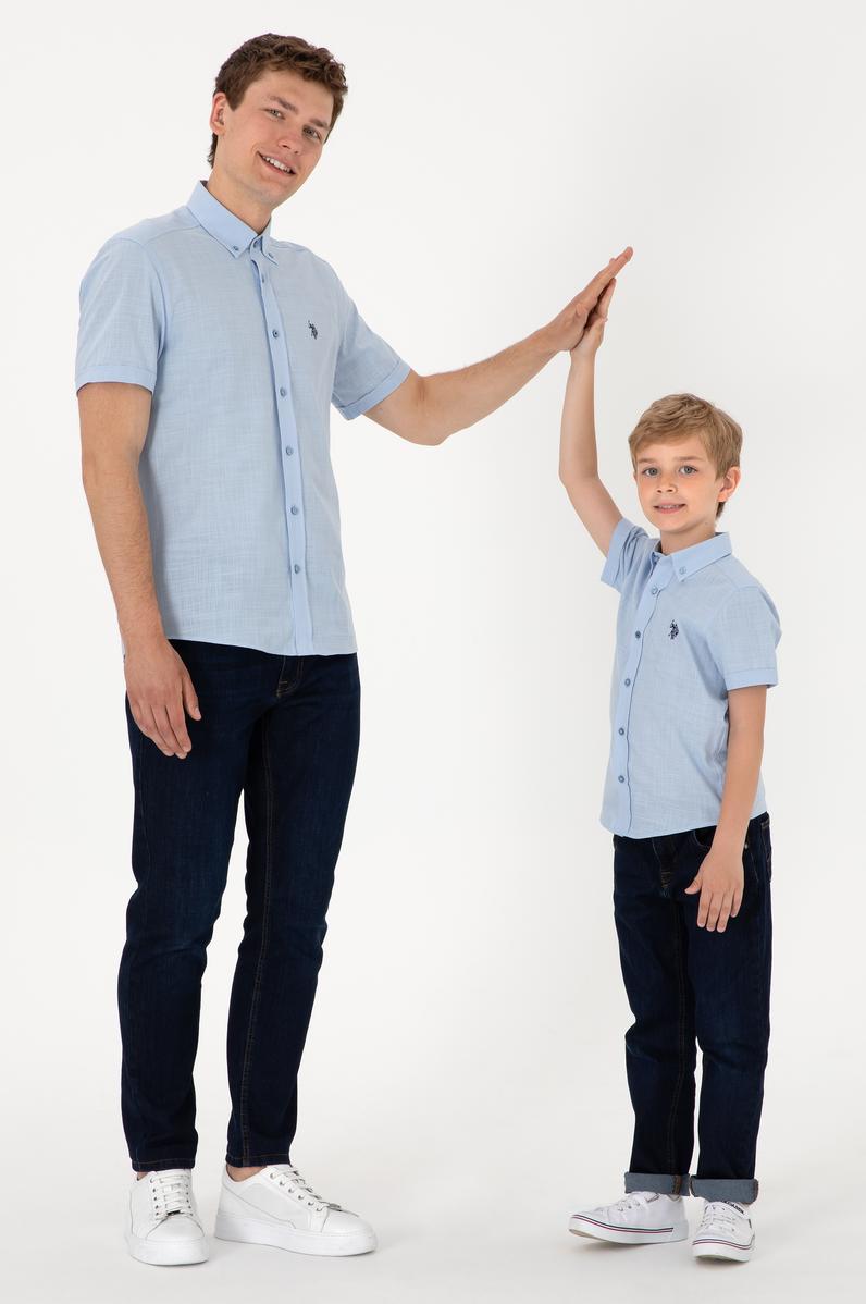 Erkek Çocuk Açık Mavi Kısa Kollu Gömlek