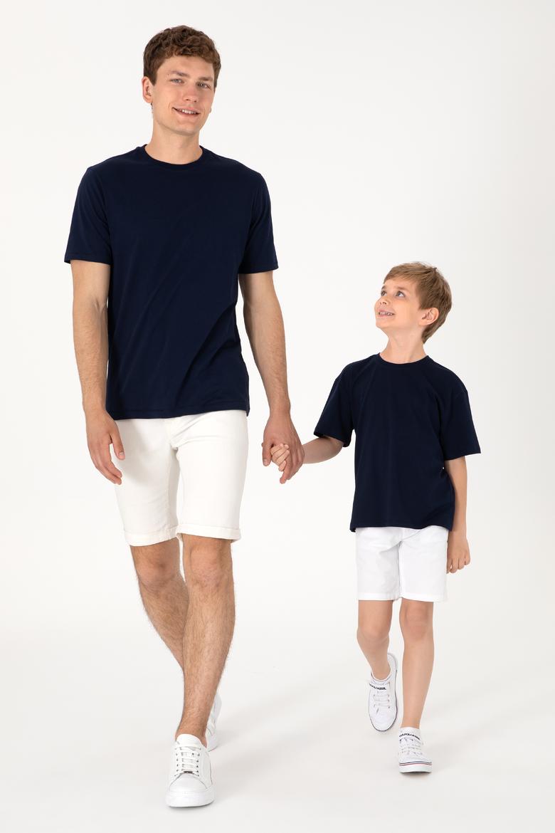 Erkek Çocuk Lacivert Comfort Bisiklet Yaka Tişört