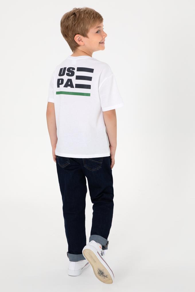 Erkek Çocuk Beyaz Comfort Bisiklet Yaka Tişört