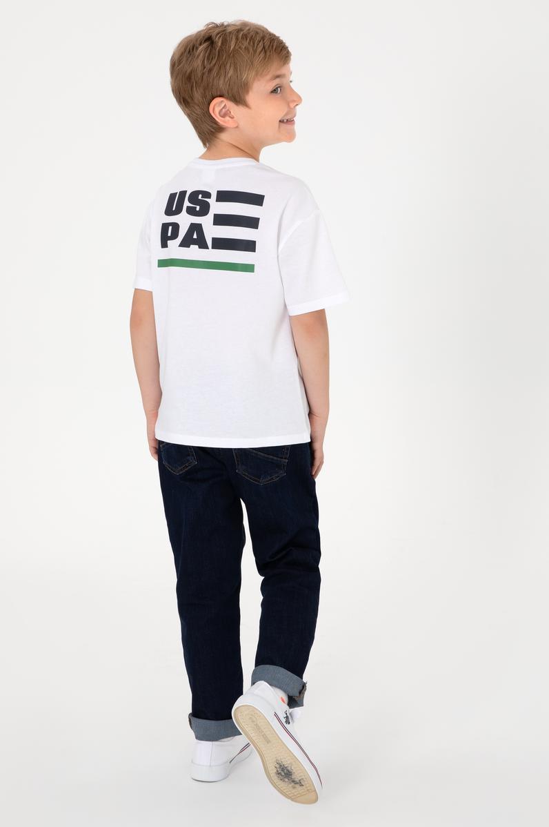 Erkek Çocuk Beyaz Comfort Bisiklet Yaka Tişört