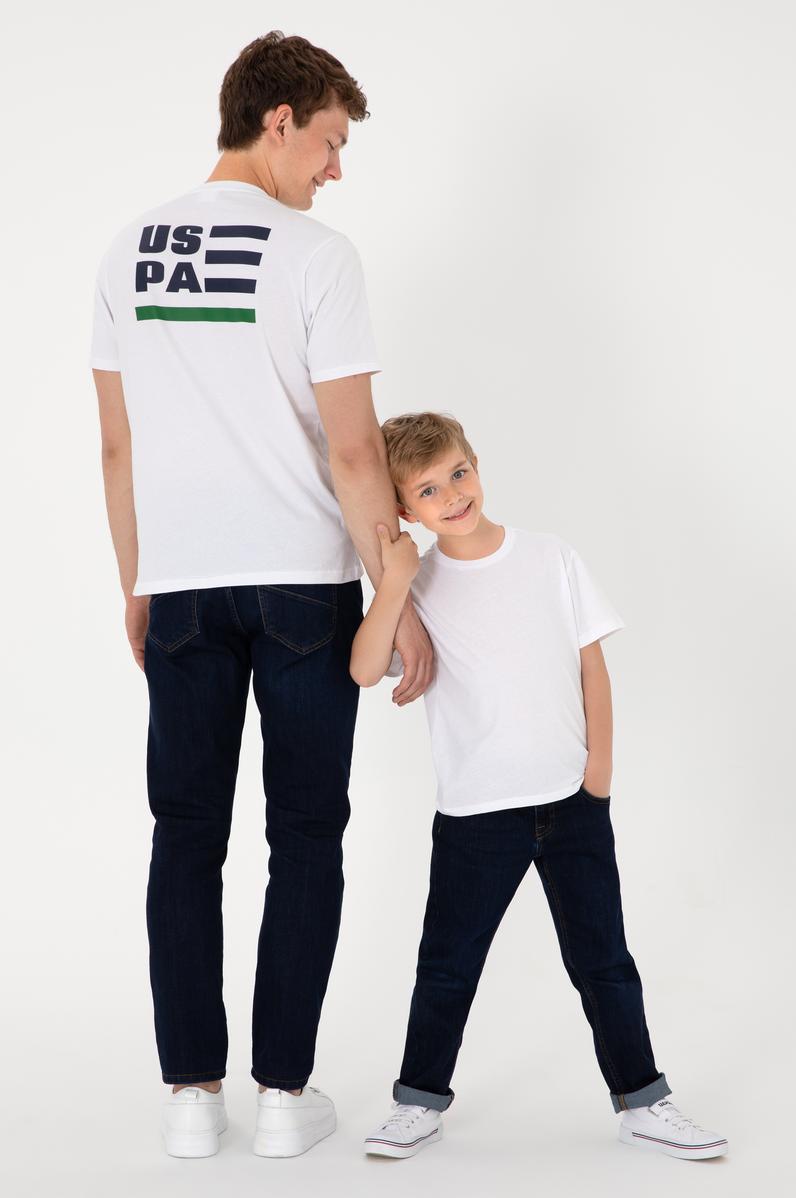 Erkek Çocuk Beyaz Comfort Bisiklet Yaka Tişört