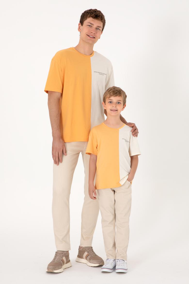 Erkek Çocuk Kavun Oversize Bisikelt Yaka Tişört - 50307163087