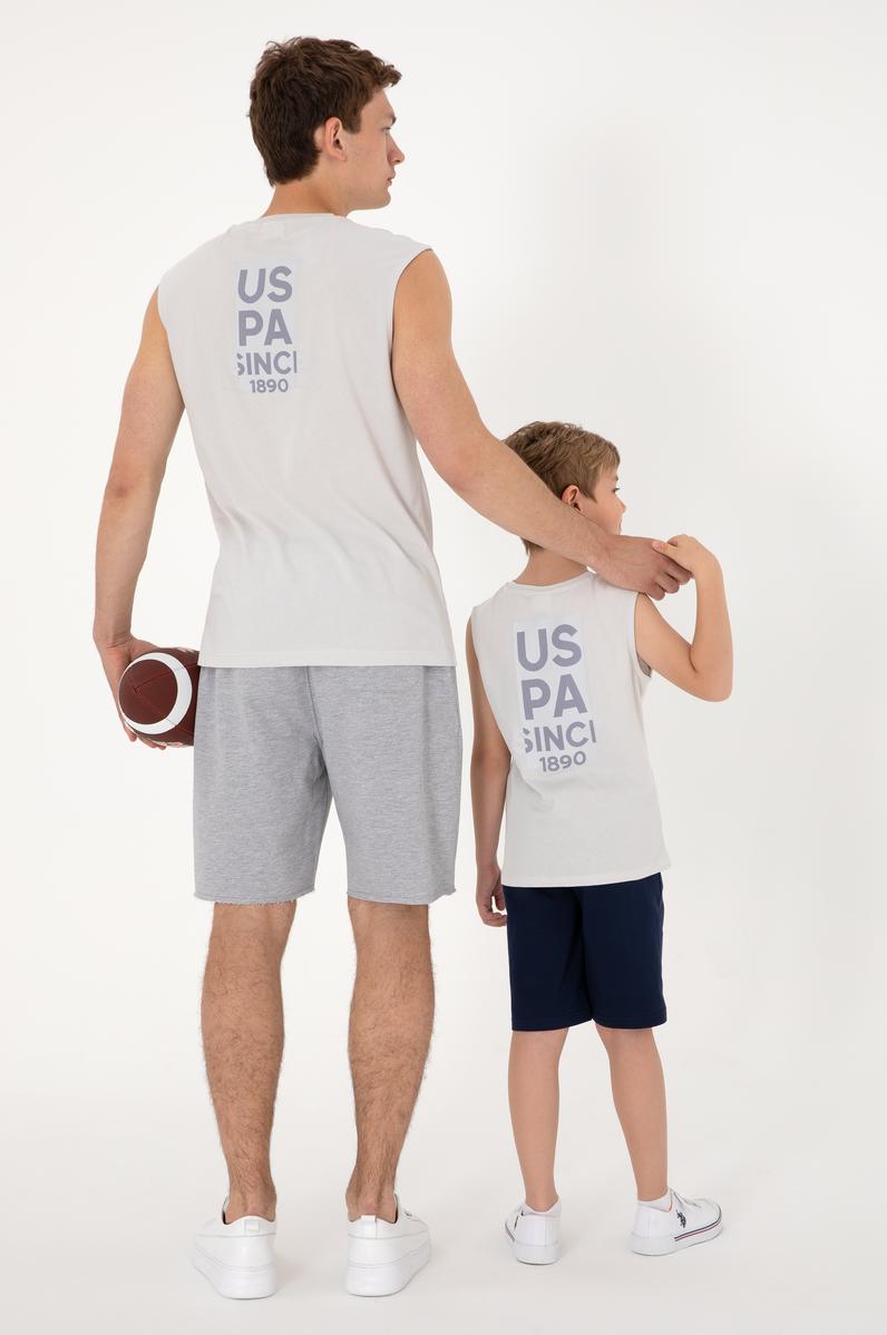 Erkek Regular Fit Bisiklet Yaka Açık Gri Kolsuz Tişört