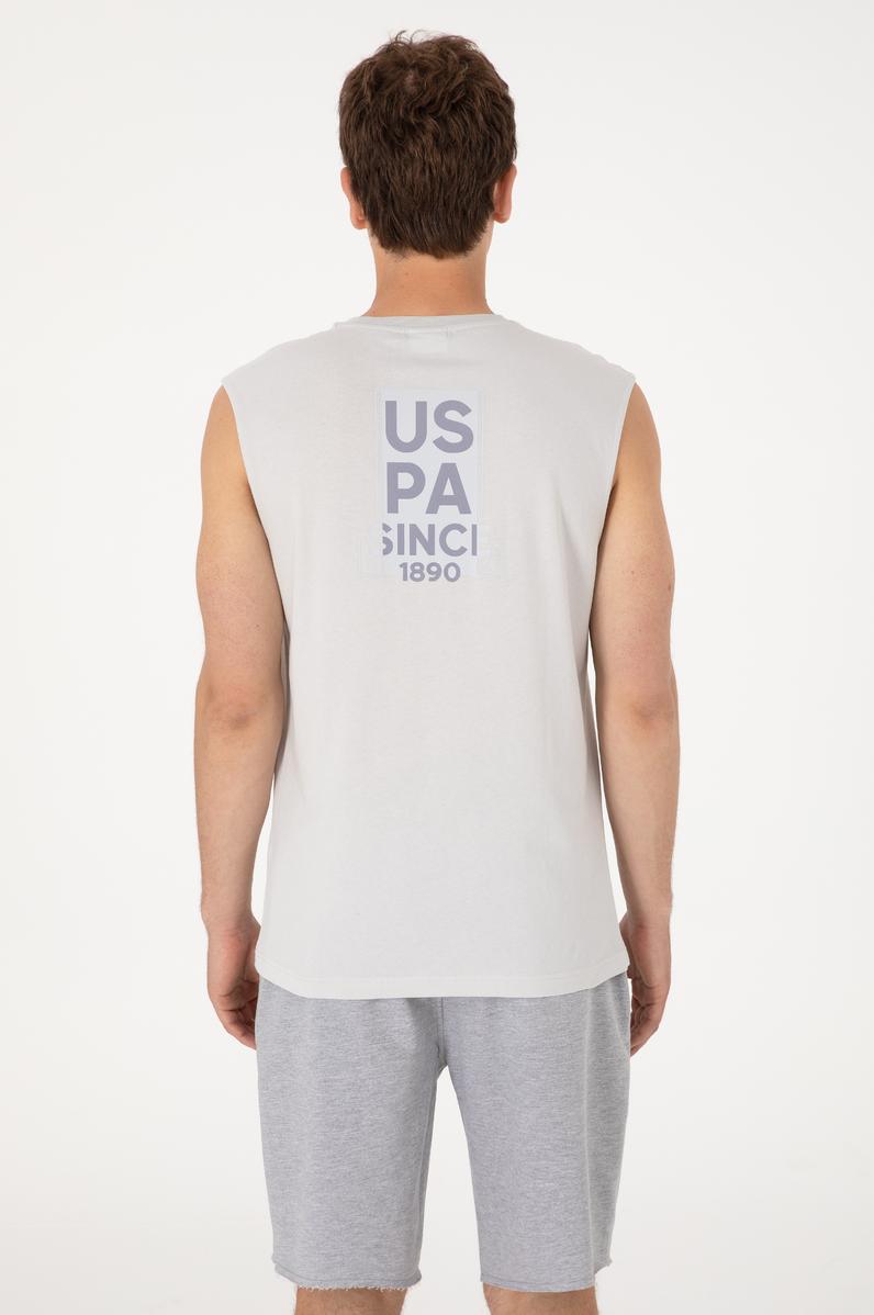 Erkek Regular Fit Bisiklet Yaka Açık Gri Kolsuz Tişört