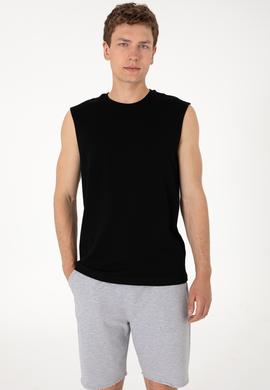 Erkek Regular Fit Bisiklet Yaka Siyah Tişört - 50307290030