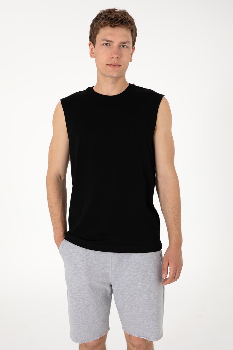 Erkek Regular Fit Bisiklet Yaka Siyah Tişört - 50307290030