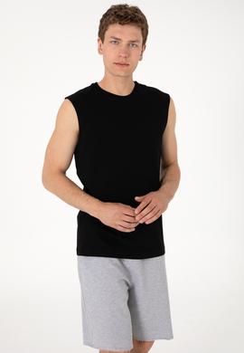 Erkek Regular Fit Bisiklet Yaka Siyah Tişört - 50307290030