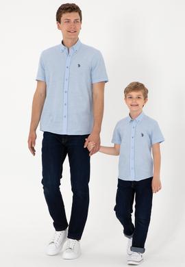 Erkek Çocuk Açık Mavi Kısa Kollu Gömlek - 50306567015