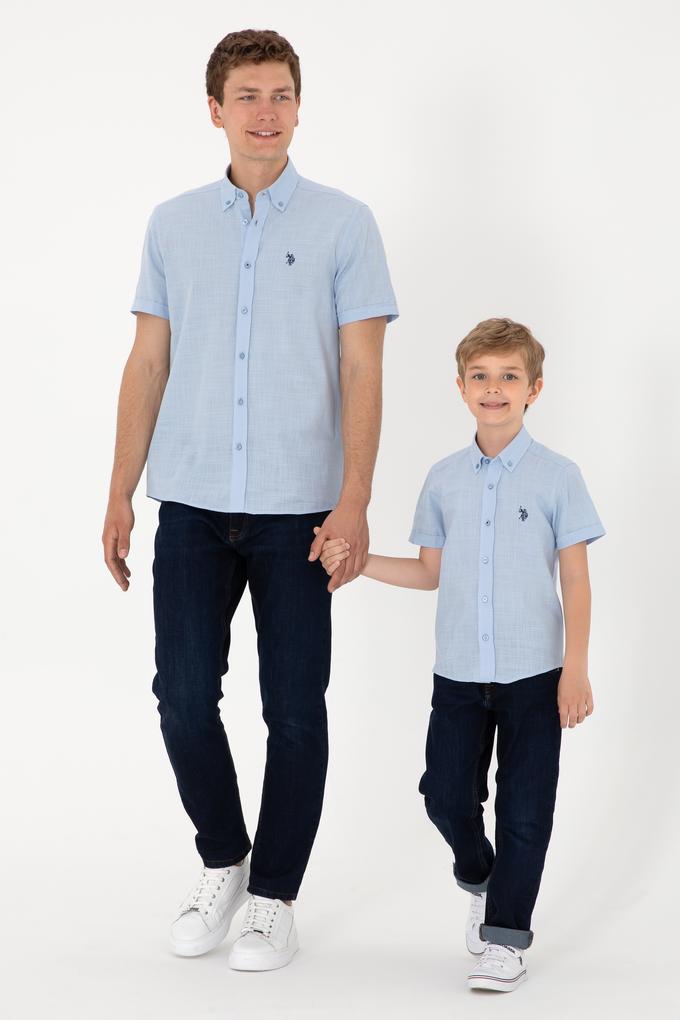 Erkek Çocuk Açık Mavi Kısa Kollu Gömlek