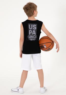 Erkek Çocuk Siyah Kolsuz Bisiklet Yaka Tişört - 50307160016