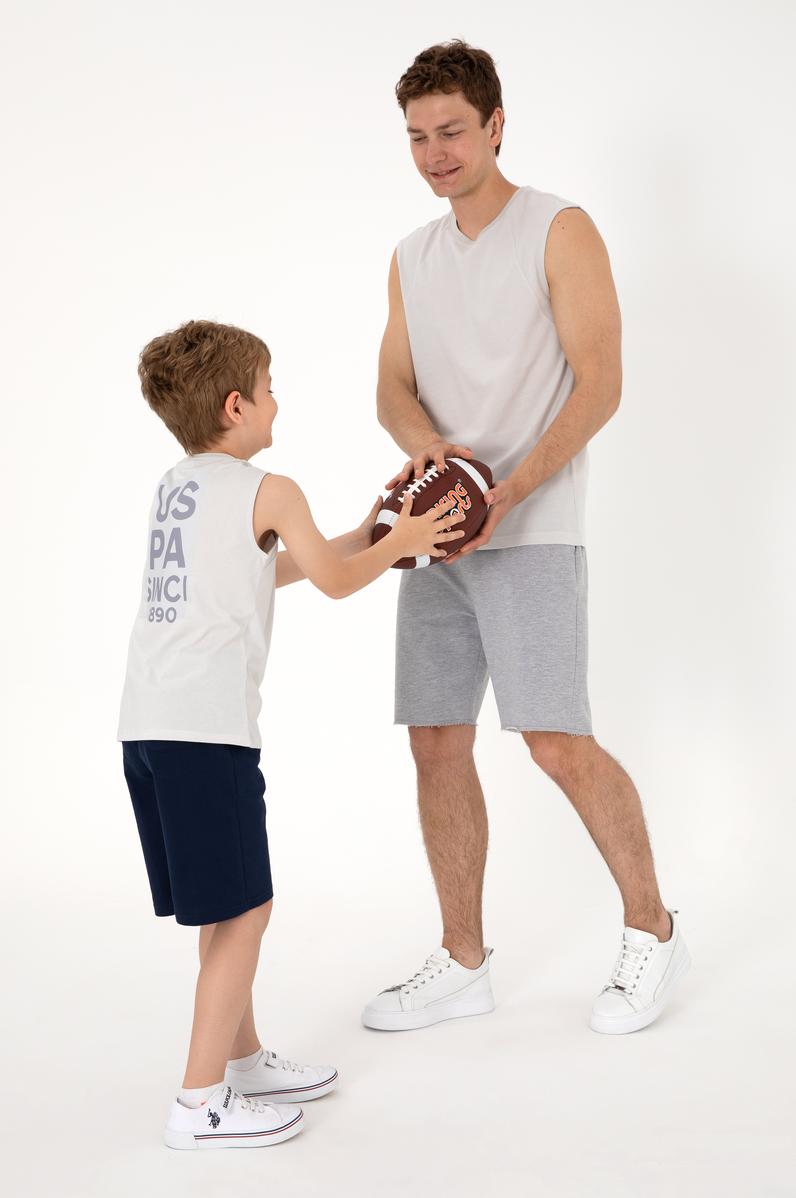 Erkek Çocuk Açık Gri Kolsuz Bisiklet Yaka Tişört