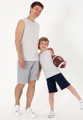 Erkek Çocuk Açık Gri Kolsuz Bisiklet Yaka Tişört - 50307160049