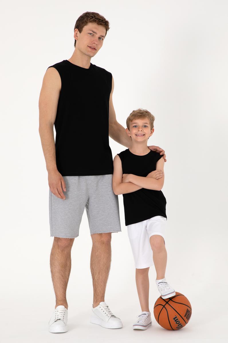 Erkek Çocuk Siyah Kolsuz Bisiklet Yaka Tişört