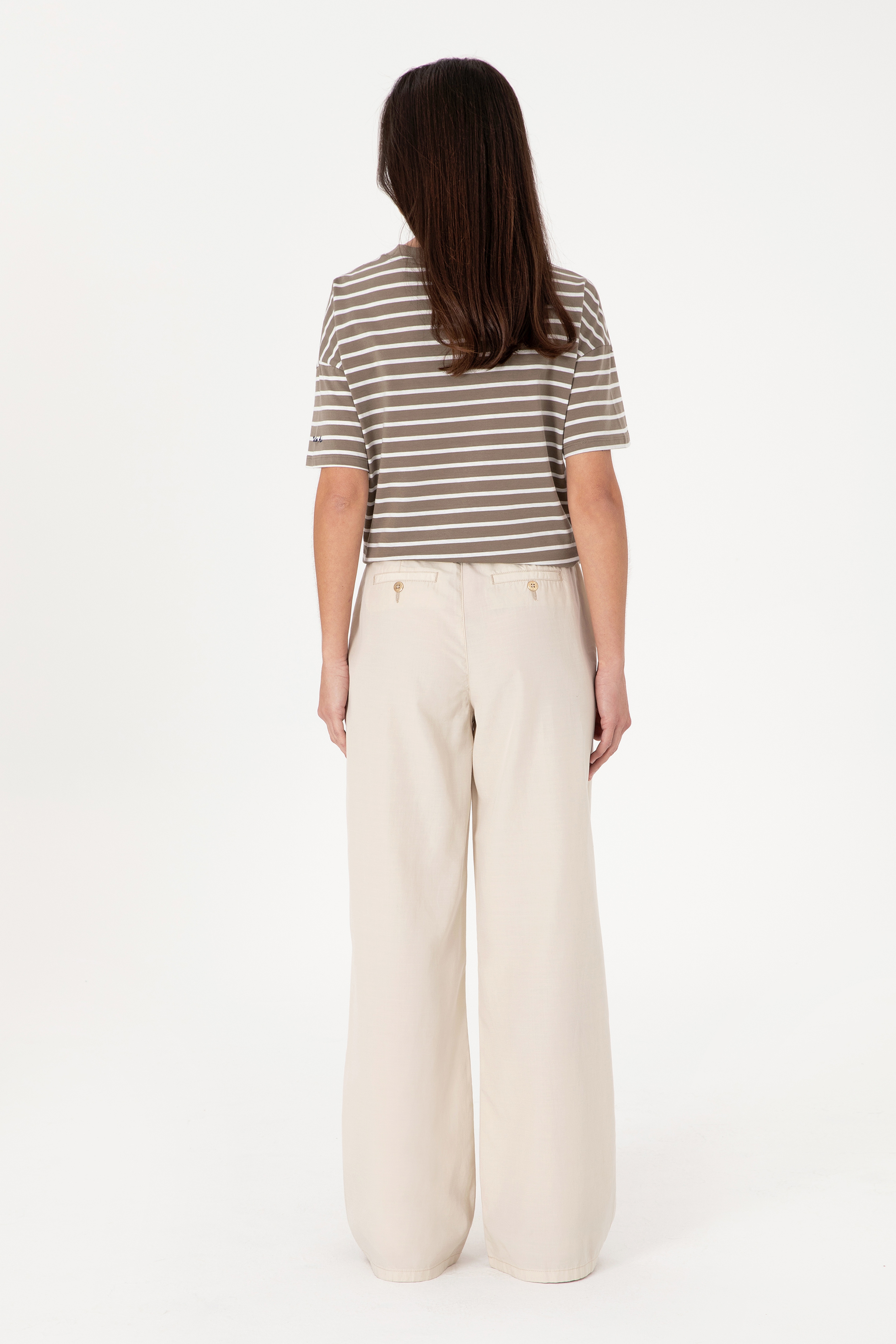 Kadın Taş Loose Fit Kanvas Pantolon - Image 4