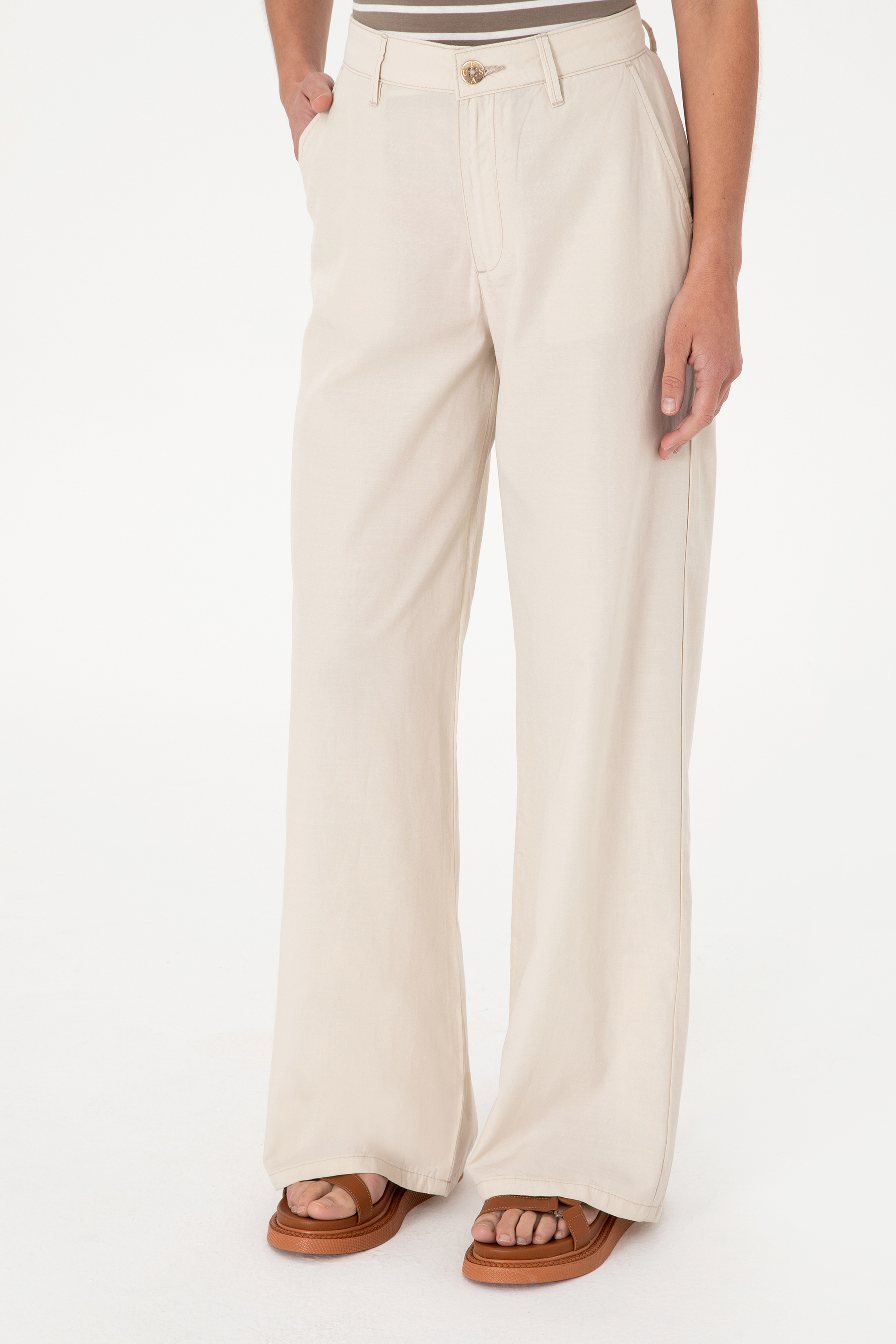 Kadın Taş Loose Fit Kanvas Pantolon - Image 2