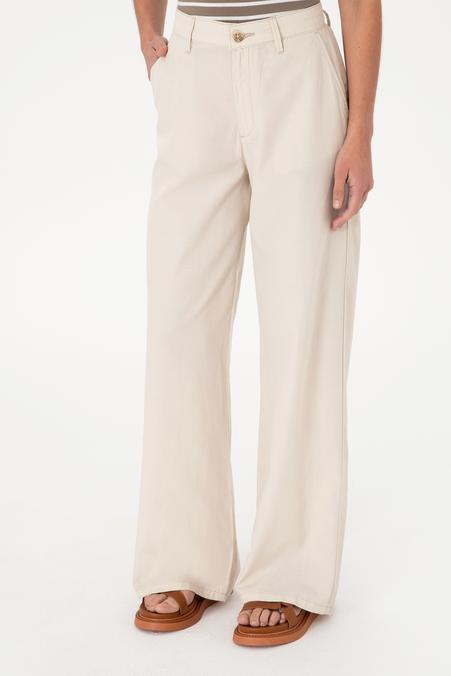 Kadın Taş Loose Fit Kanvas Pantolon