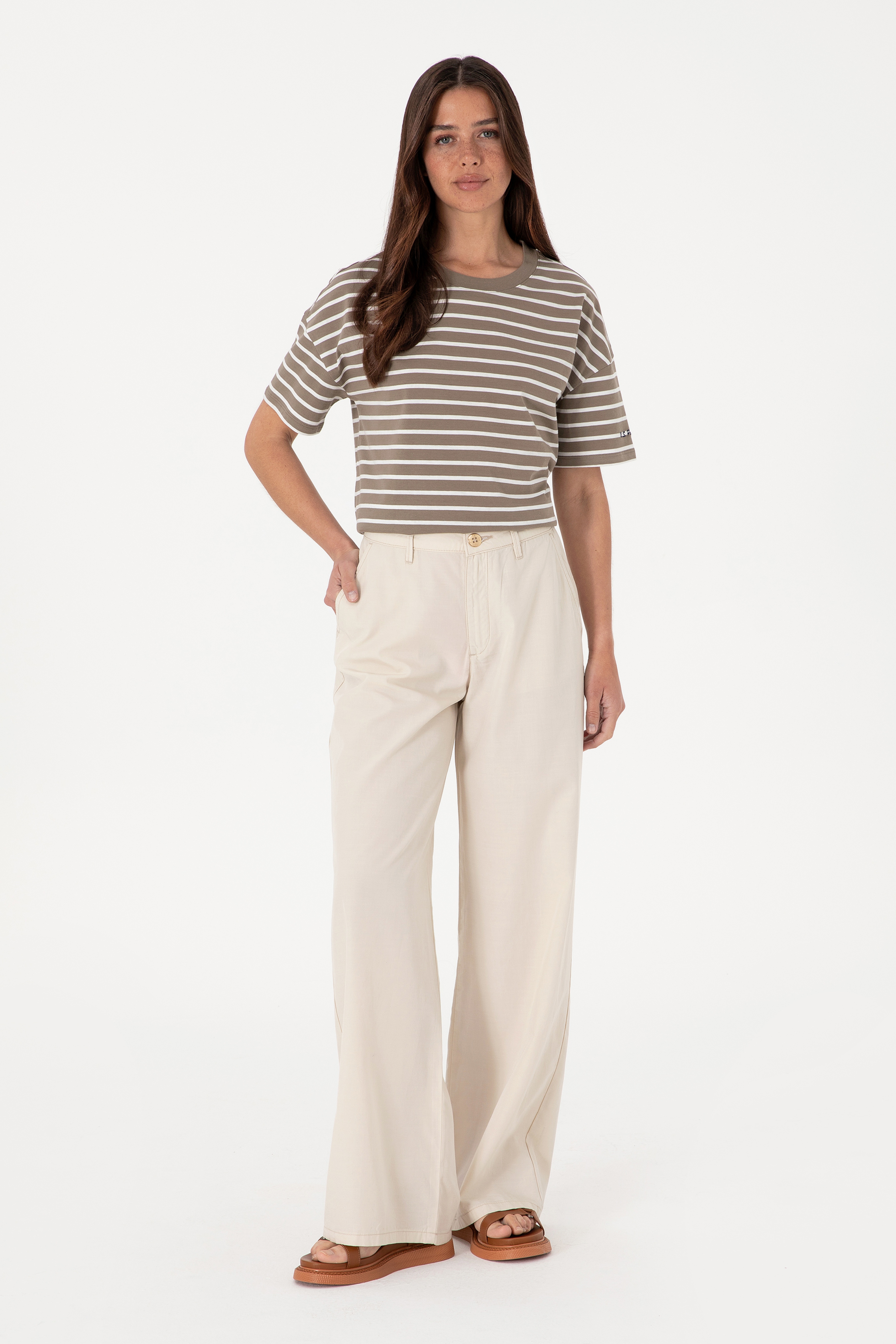 Kadın Taş Loose Fit Kanvas Pantolon - Image 3