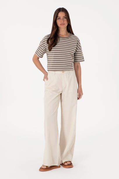 Kadın Taş Loose Fit Kanvas Pantolon