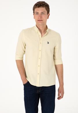 Erkek Açık Haki Uzun Kollu Basic Gömlek - 50306338075