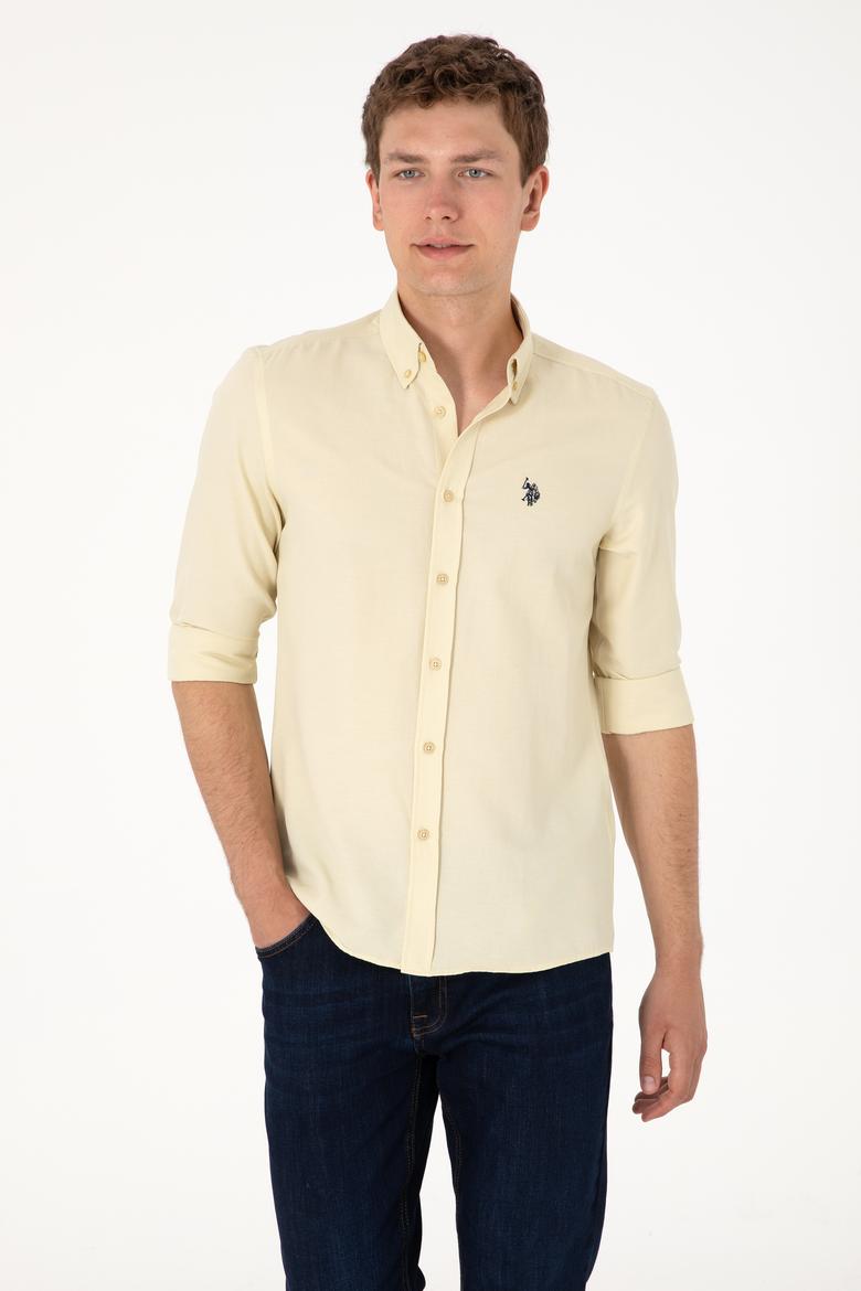 Erkek Açık Haki Uzun Kollu Basic Gömlek - 50306338075