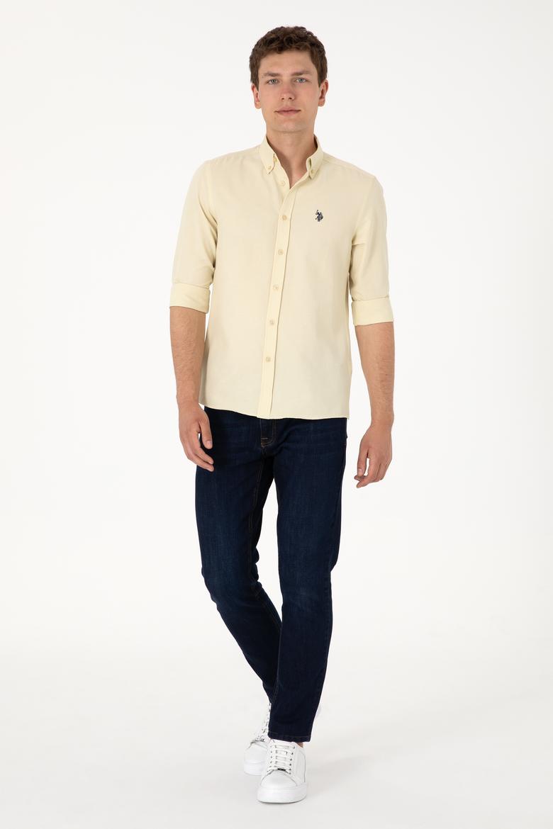 Erkek Açık Haki Uzun Kollu Basic Gömlek - 50306338075