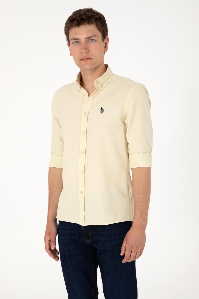 Erkek Açık Haki Uzun Kollu Basic Gömlek - 50306338075