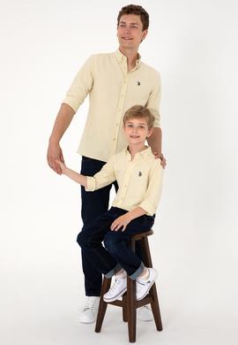 Erkek Açık Haki Uzun Kollu Basic Gömlek - 50306338075