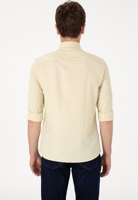 Erkek Açık Haki Uzun Kollu Basic Gömlek - 50306338075