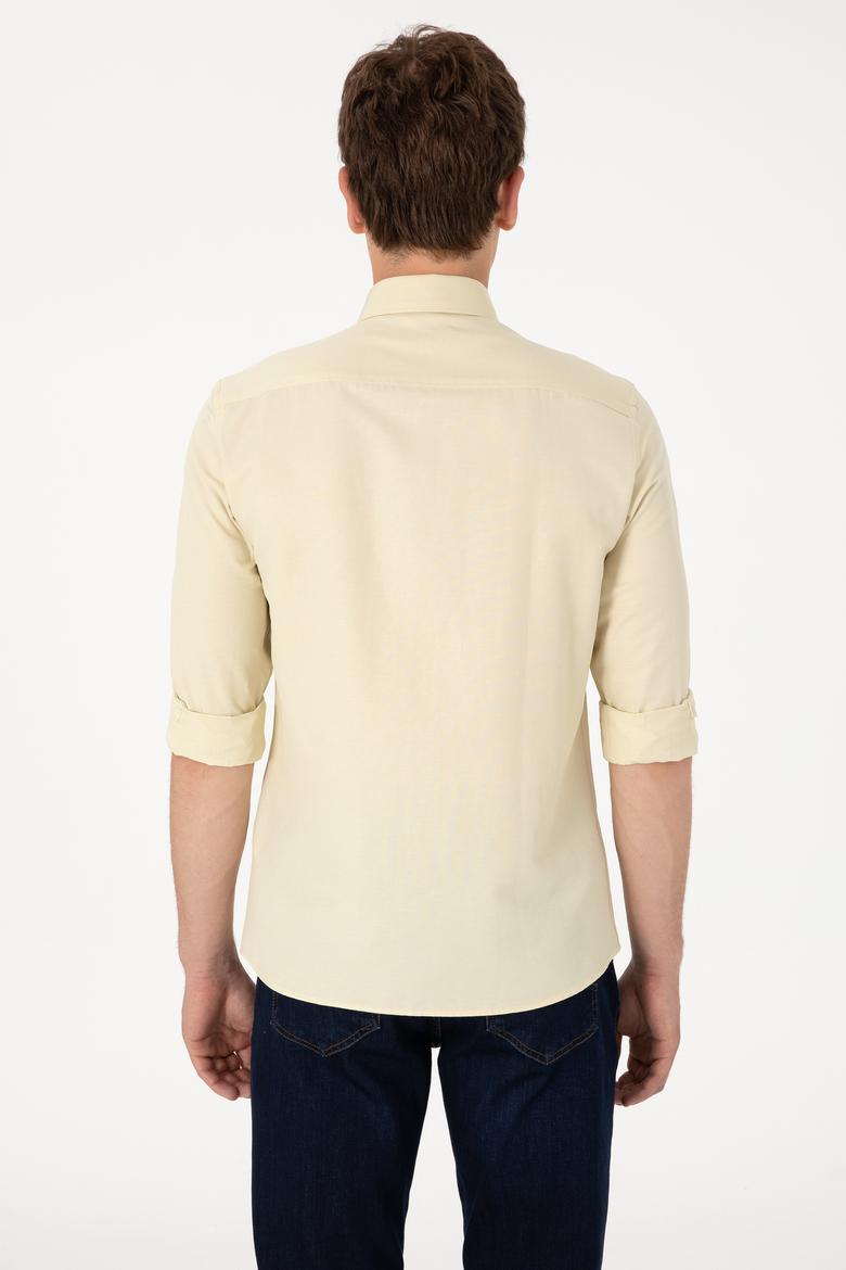 Erkek Açık Haki Uzun Kollu Basic Gömlek - 50306338075