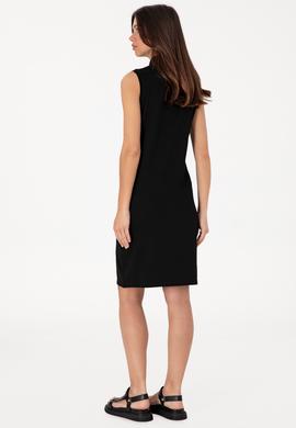 Kadın Siyah Kolsuz Polo Yaka Mini Boy Örme Elbise - 50305831001