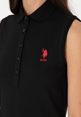 Kadın Siyah Kolsuz Polo Yaka Mini Boy Örme Elbise - 50305831001