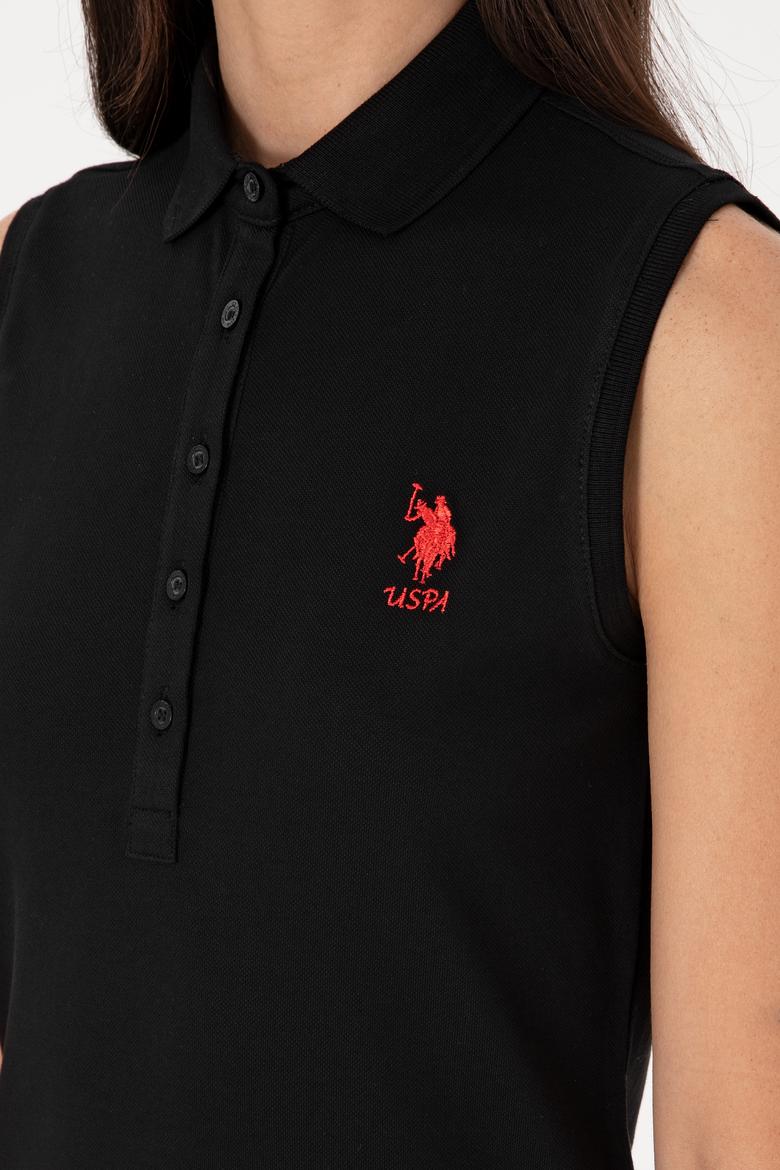 Kadın Siyah Kolsuz Polo Yaka Mini Boy Örme Elbise - 50305831001