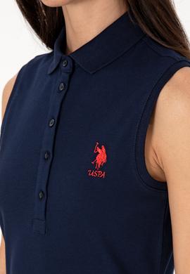 Kadın Lacivert Kolsuz Polo Yaka Mini Boy Örme Elbise - 50305831036