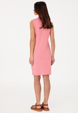 Kadın Pembe Kolsuz Polo Yaka Mini Boy Örme Elbise - 50305831045