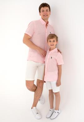 Erkek Açık Pembe Kısa Kollu Gömlek - 50306324034