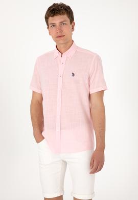 Erkek Açık Pembe Kısa Kollu Gömlek - 50306324034