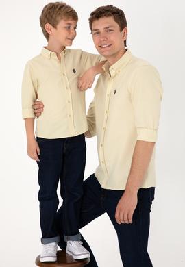 Erkek Açık Haki Uzun Kollu Basic Gömlek - 50306338075