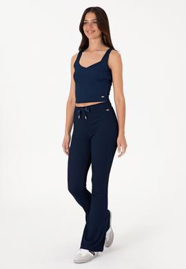 Kadın Lacivert Yüksek Bel İspanyol Paça Tayt - 50306738005