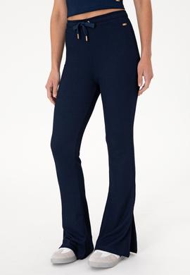 Kadın Lacivert Yüksek Bel İspanyol Paça Tayt - 50306738005