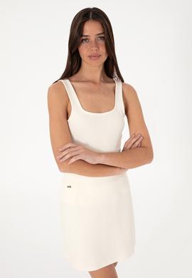 Kadın Krem Kolsuz Kare Yaka Tişört - 50306680028