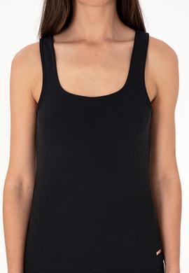 Kadın Siyah Kolsuz Kare Yaka Tişört - 50306680045