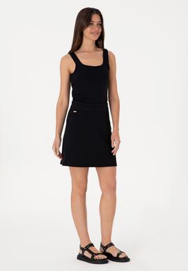 Kadın Siyah Kolsuz Kare Yaka Tişört - 50306680045