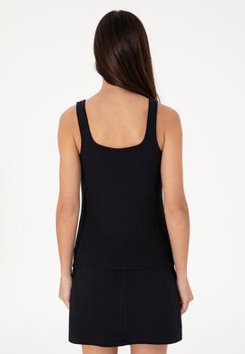 Kadın Siyah Kolsuz Kare Yaka Tişört - 50306680045