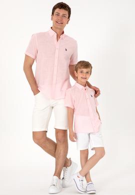 Erkek Çocuk Açık Pembe Kısa Kollu Gömlek - 50306567053