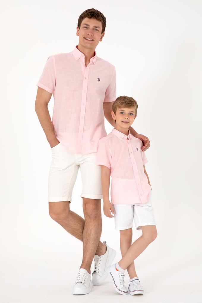 Erkek Çocuk Açık Pembe Kısa Kollu Gömlek